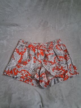 J. Crew Orange and White Paisley Elastic-Waist Shorts